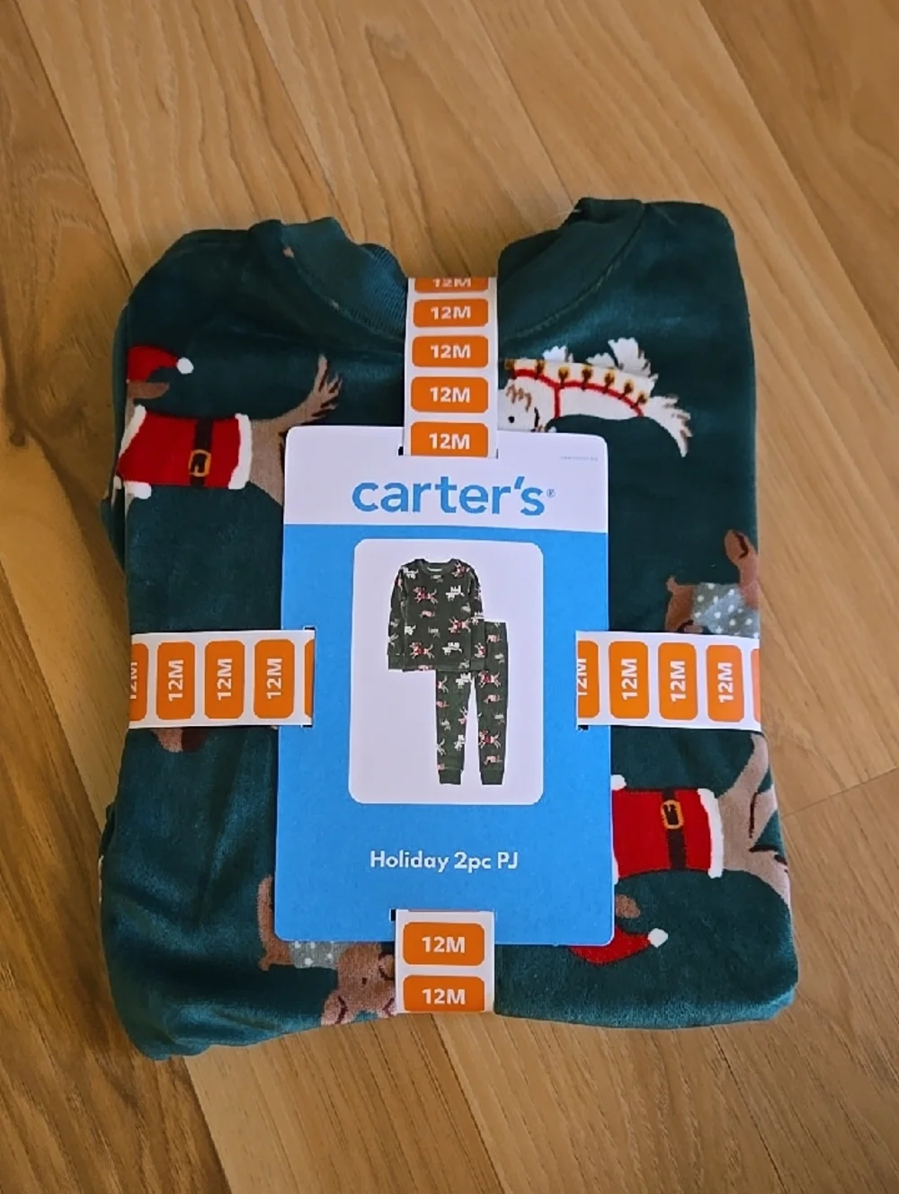 Carter's Green Holiday Reindeer 2-Piece Pajama Set